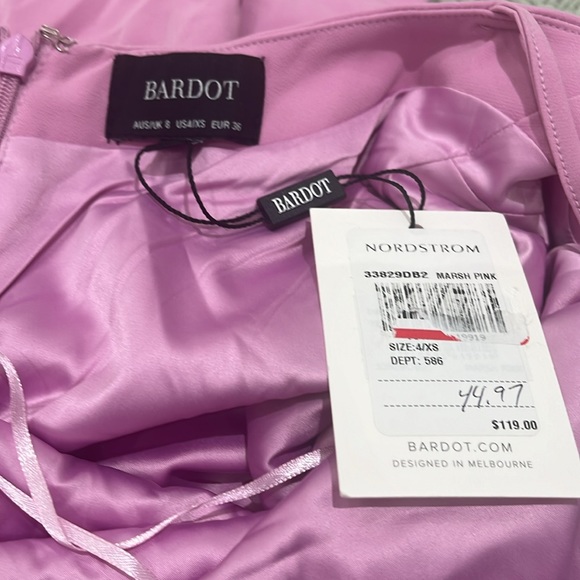 Bardot Vera Open Back Dress in Marsh Pink Front Slit Strappy Scoop Neck Sz 4/XS - Picture 6 of 7